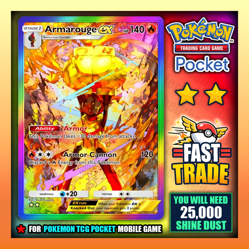 Pokémon TCG Pocket - Armarouge - Rainbow Card - Fast Trade - ENGLISH ✅