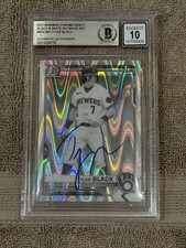 Tyler Black 2021 Bowman Chrome Draft BW Raywave Auto 10 Signed BAS IP Brewers RC