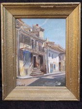 Pierre Sudré, Huile sur toile, maisons du vieux Sorgues, août 1943