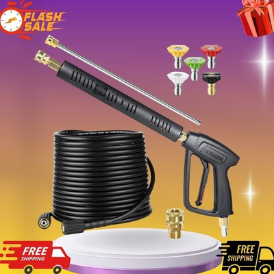 #ad NEW Pressure Washer Gun Hose Kit 50FT 3 8 Quick M22 4000 PSI $75.59