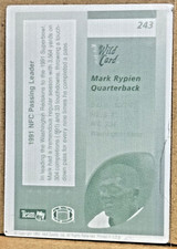 Mark Rypien 1992 Wild Card Back Printing Plate Black #243 SP 1/1 RARE Redskins