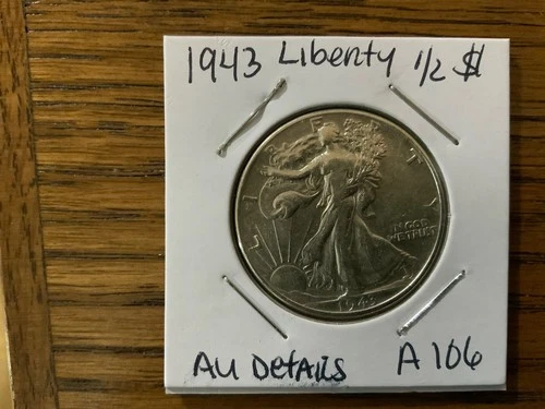 1943 walking liberty half dollar high grade au details A106