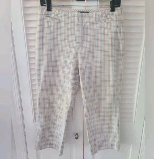 Dockers Women’s Plaid Capri Pants 10P Pale Blue Lightweight Stretch Summer - Image 4 of 4