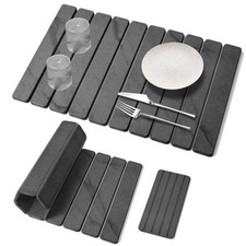 2 PCS Large Stone Dish Drying Mat for Kitchen Counter, 24" x 16", Marble Gray