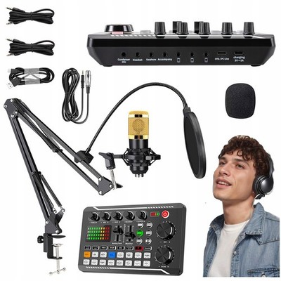 Studio-Kondensatormikrofon + Soundkarten-Mixer-Ständer-Set