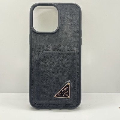 Prada  iPhone 14 Pro  Case Card Slot Triangle Logo Black Used