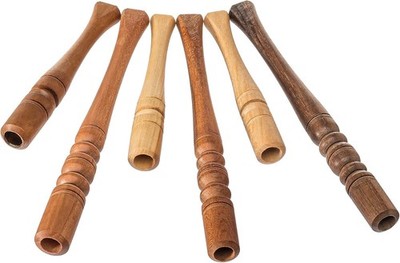 Set of 6 Wooden Handmade Regular Cigarette Holders yellow, brown 