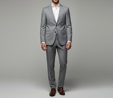 Men  s 2 Piece Gray Suit Slim Fit Tuxedo Groom Wedding Prom Formal Business Wear