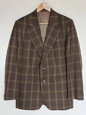 Vintage BARONIA Nantwich Sport Coat 42R Wool Blend Brown Check Blazer Jacket