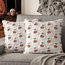 2 Pcs Halloween Pillow Covers Decorative Cute Ghost, Throw Pillow Covers 18''...