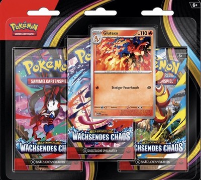 Pokemon Mega-Entwicklung Wachsendes Chaos 3-Pack Blister 3er Booster NEU OVP