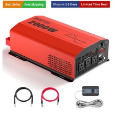 2000 Watt Pure Sine Wave Power Inverter 12V DC to 110V/120V AC Converter for ...