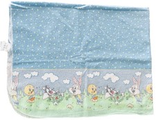 Baby Looney Tunes Flannel Receiving Swaddle Blanket VTG. Tweety Sylvester Bugs