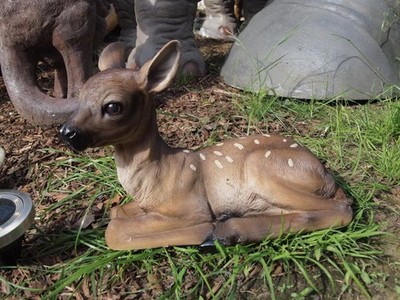 Hirsch Deko Figur  Reh Kitz Bambi  38cm lebensecht Wild Deko Garten polyresin