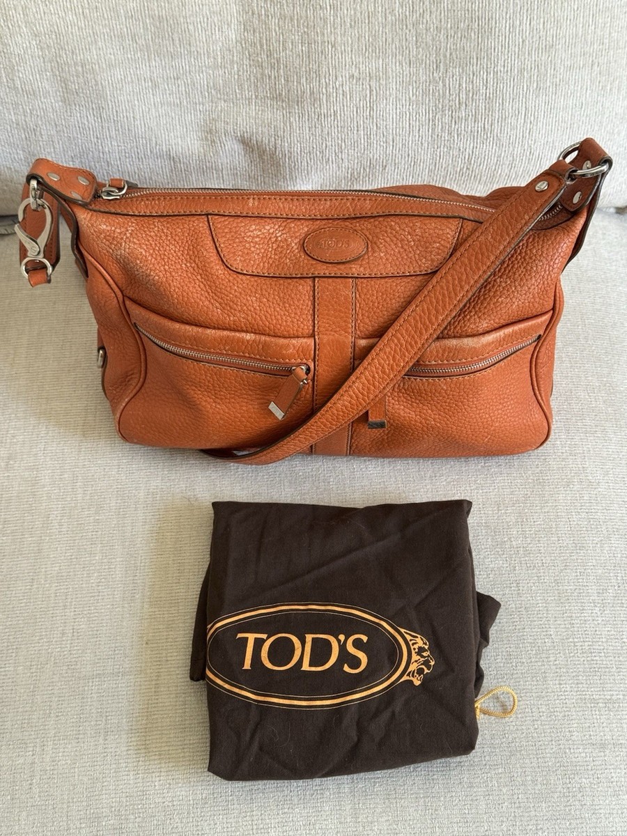 トゥデイ TOD'S Two Way Shoulder/ Crossbody Orange Pebble Leather Miky