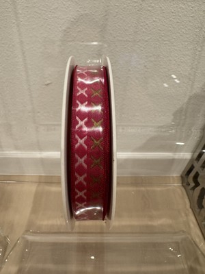Vintage New Raspberry Pink Red X Acetate Ribbon 15mm By 25m Made in France Wired