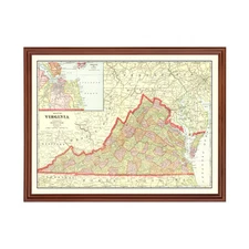 Old Map of Virginia 1908 - Vintage Virginia Art