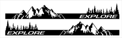 120cm Mountain Explore Side Stickers pair car graphics decal stripes van