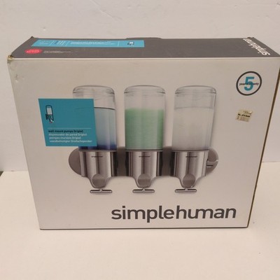 Simplehuman BT1029 Triple Wall Mount Shampoo Conditioner Soap Pump Stainless