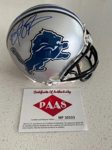 BARRY SANDERS Signed Autograph Auto Detroit Lions Mini Helmet COA