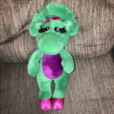 Vintage 1992 Baby Bop Plush Barney Green Dinosaur Triceratops 14" Stuffed Animal