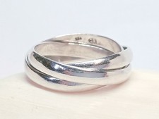 Size P Sterling Silver 925 Russian Wedding Ring Triple Band Unusual Vintage Gift