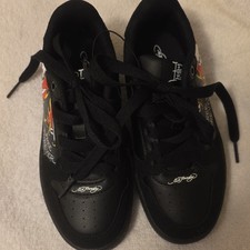 Ed Hardy Youth/Kids Shoes Black Leather Flaming Skull Free Forever Sz 2,4,5,6