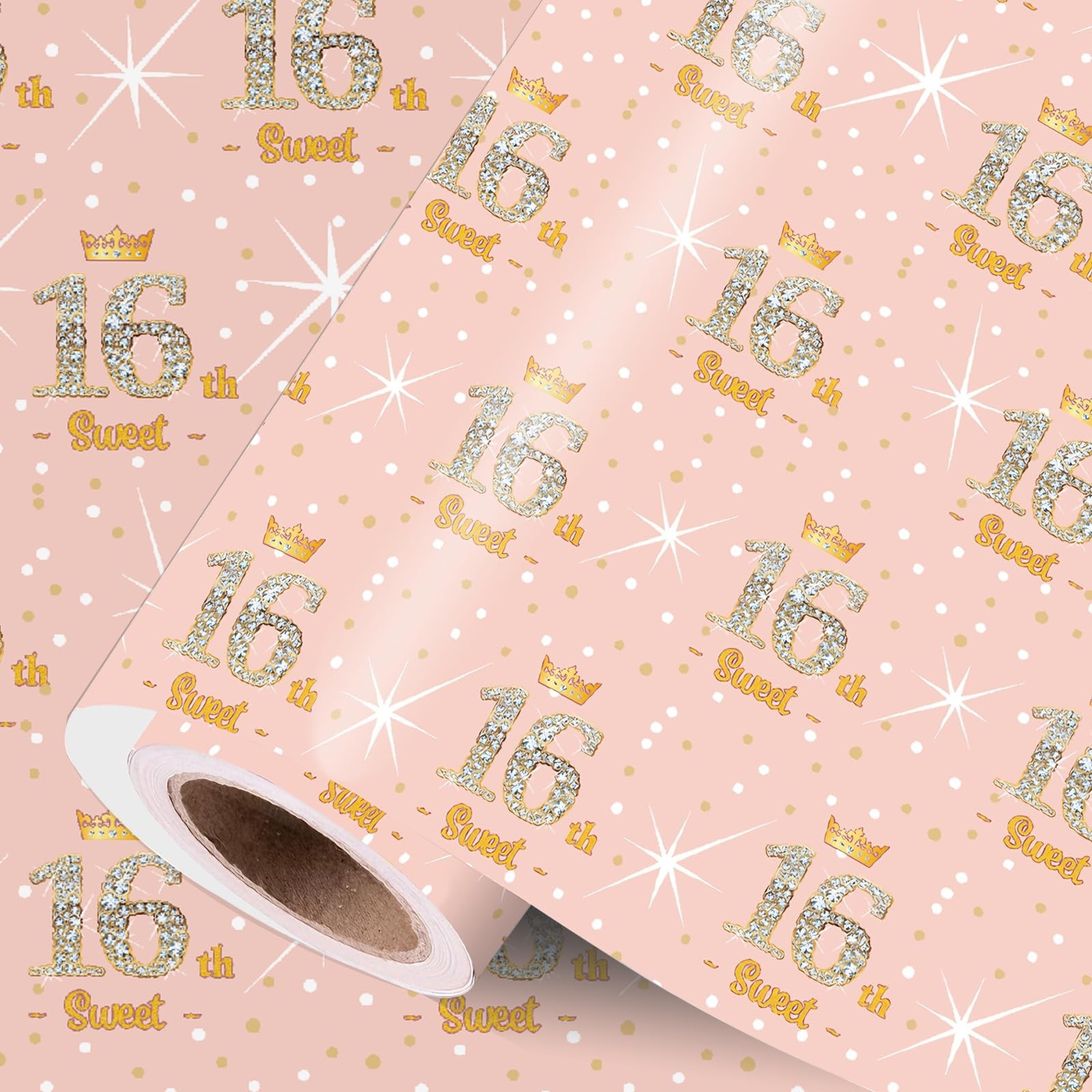 Birthday Girls Rose Gold Mini Roll 17 Inch X 16.4 Ft