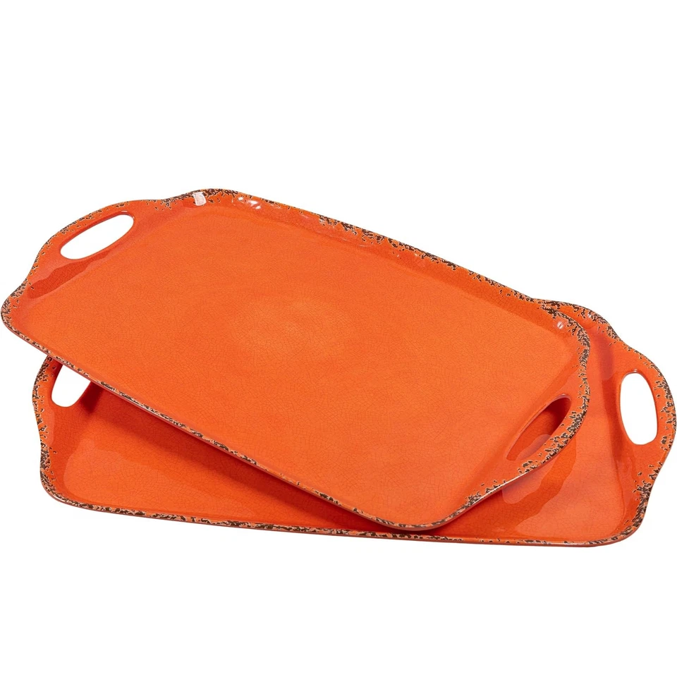 Bandeja para servir melamina con asas, 19"" x 12" vintage grande rectangular melama... Foto 2 de 4