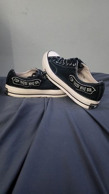 Custom For Thoes Who Sin Converse Low Top Sneaker Black/White Canvas Lace-Up