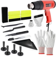 Window Tint Kit with Heat Gun Vinyl Wrap Tools Squeegee Scraper for Car Film