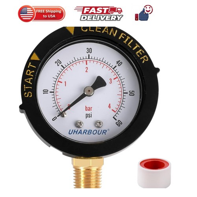 #ad Pool Filter Pressure Gauge 60psi 1 4quot; NPT Bottom Mount Pool Pump Pressure Ga... $11.99