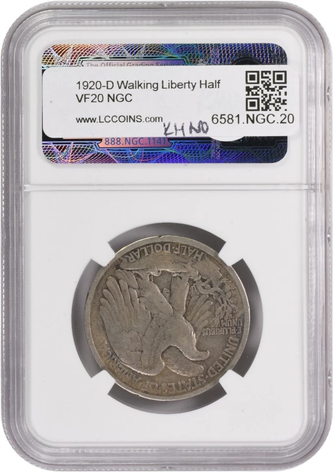 1920-D Walking Liberty Silver Half Dollar VF20 NGC - Image 2 of 2
