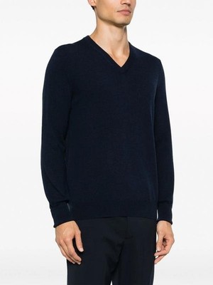 Men Ballantyne Navy Cashmere Sweater L