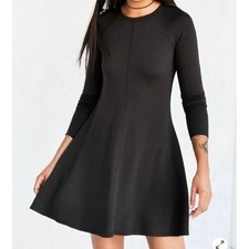 BDG Urban Outfitters Outfield Black Fit Flare Long Sleeve Mini Dress Size S
