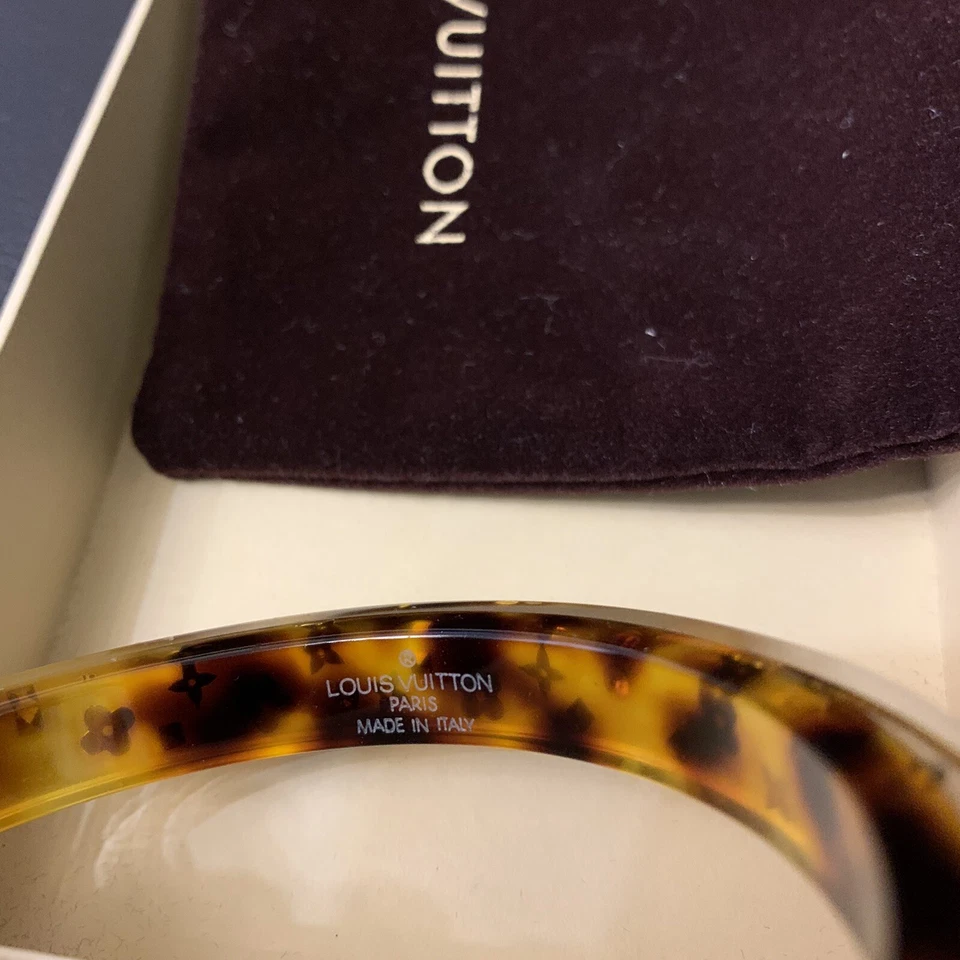 Auténtico Louis Vuittons LV Pulsera Brazalete Monograma Plástico Ámbar Accesorio Foto 4 de 4
