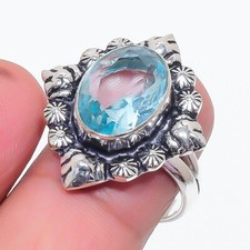 Aqua Aquamarine Gemstone 925 Sterling Silver Jewelry Ring All Size For Gift