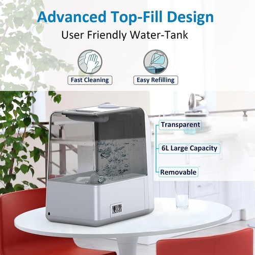 Humidifier Top Fill 6L Large, Ultrasonic, Hybrid Warm Mist, Cool Mist AROVEC - Picture 6 of 8