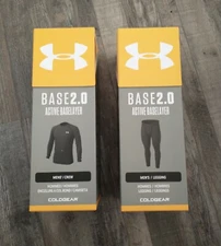 Under Armour ColdGear Men's Base 2.0 Baselayer Set Crew & Leggings Black Size S