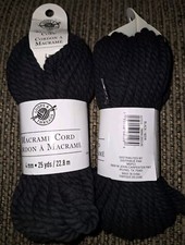 Loops  Thread Macrame Cord 4 mm 25 Yds Bulky Black Lot Of 2