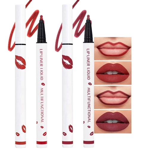 Kaely 2Pcs Dark Red Matte Lip Tint Stain Marker Pen,Liquid Lipstick & Lip Liner