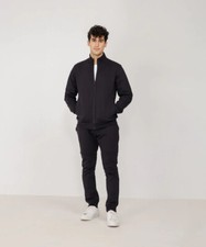 Mock neck coat with slim fit jogging pant 2 pcs men Fleece tracksuit set joggers