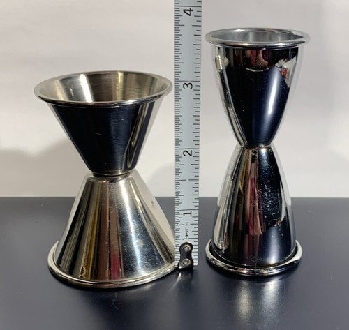 Set Vintage Doppio Lato Jigger Metallo Barware Acciaio Inox Made In USA - Foto 8 di 9