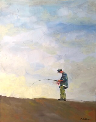 ''fishing'' 40x50x1.6cm Öl auf Leinwand