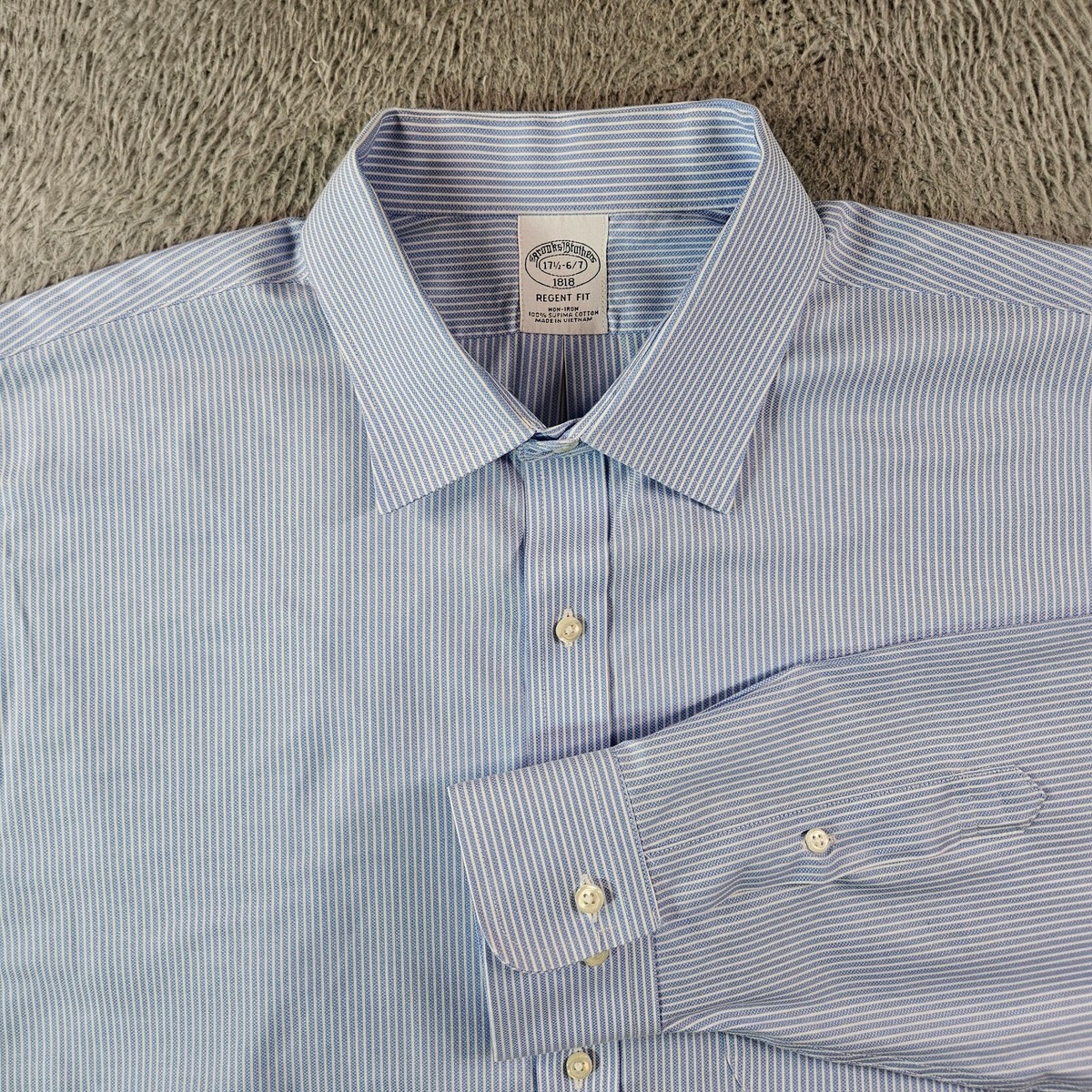 Brooks Brothers 1818 長袖シャツ ブルー コットン100% Brooks Brothers 1818 Dress Shirt Men 17.5 6/7 Button Up Long