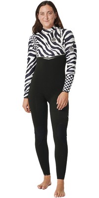 Rip Curl Womens E-Bomb 3/2mm Zip Free Wetsuit - Black / White