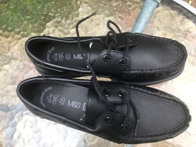 M S Boys Black School Shoes Size UK UK