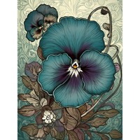 Blaue Und Lila StiefmüTterchen Und Blumenmuster ExtragroßEr Leinwanddruck
