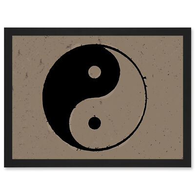 Taoistische Philosophie Yin Yang schwarz weiß gerahmter A3 Wandkunstdruck