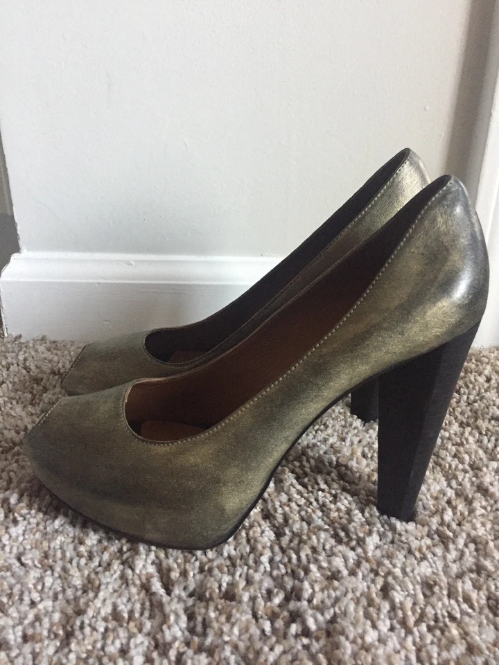 Zapatos de salón VERA WANG LAVANDA plataforma de cuero punta abierta tacón de aguja 39/8M Foto 4 de 4